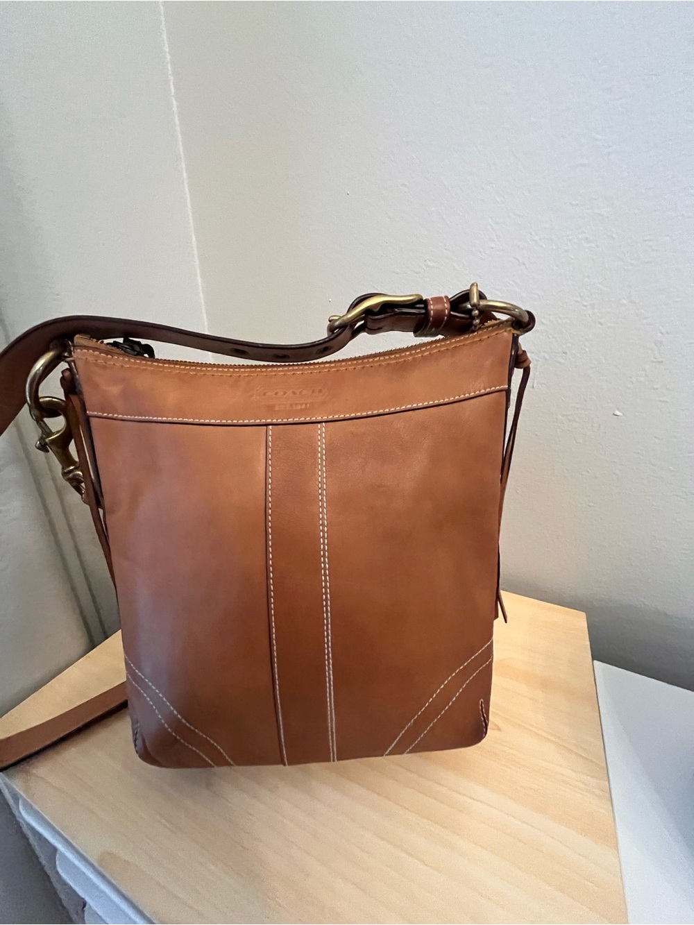 Coach Vintage Tan Leather Shoulder Crossbody Bag J0651-10398